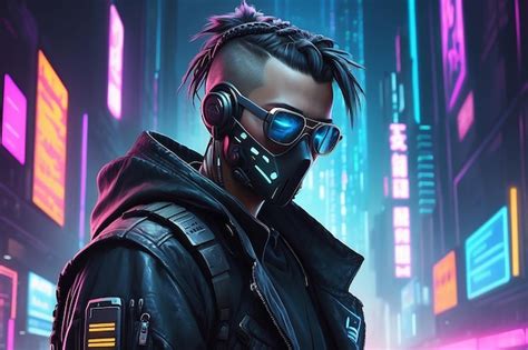 Premium Photo | Fantasy Cyberpunk hacker on cyberpunk background