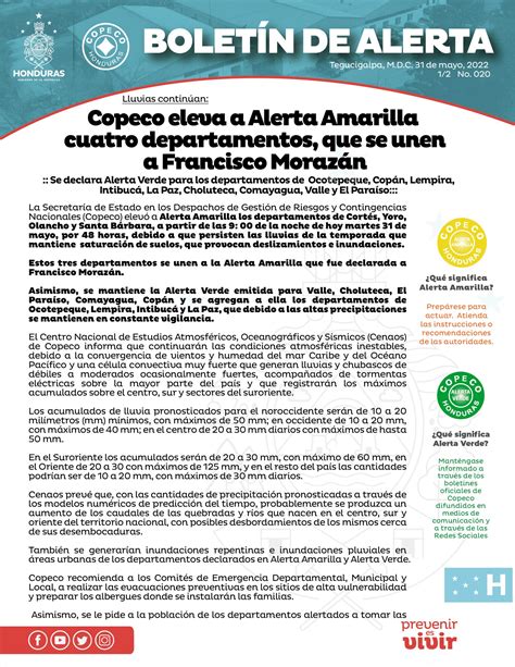 Copeco Honduras On Twitter Bolet N De Alerta No Copeco