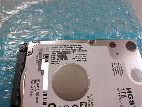 価格com 『2018年2月製造で、マレーシア産でした。』hgst Hts541010b7e610 1tb 7mm でんしろうさんの