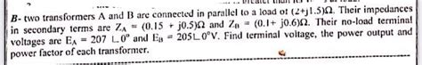 Answered B Two Transformers A And B Are Bartleby