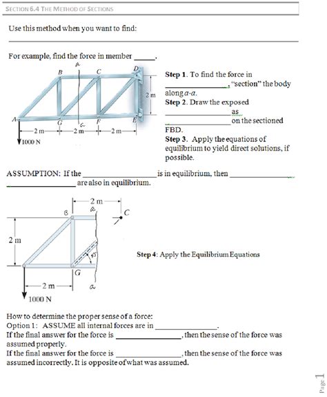 A Sample Lecture Worksheet Image Of The Trusses Are From Statics By