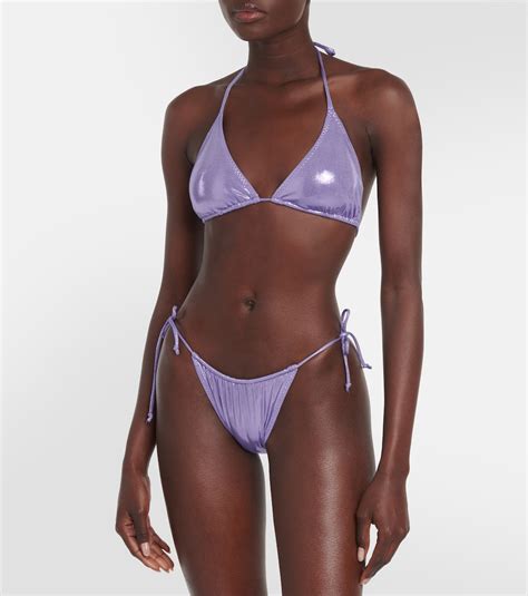 String Metallic Bikini Bottoms In Purple Norma Kamali Mytheresa