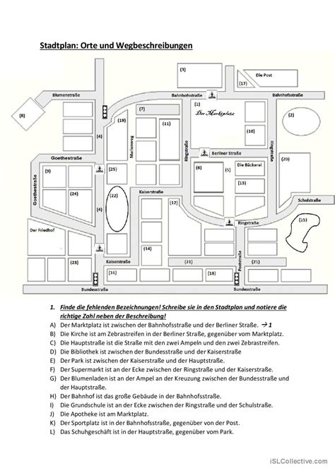 Stadtplan Orte Und Wegbeschreibung Deutsch Daf Arbeitsbl Tter Pdf Doc