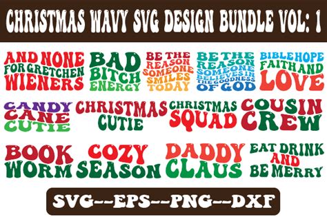 Christmas Wavy Svg Design Bundle Vol Graphic By Uniquesvgstore