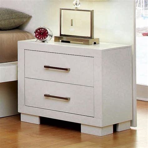 Bowery Hill Drawer Contemporary Nightstand In White Bh