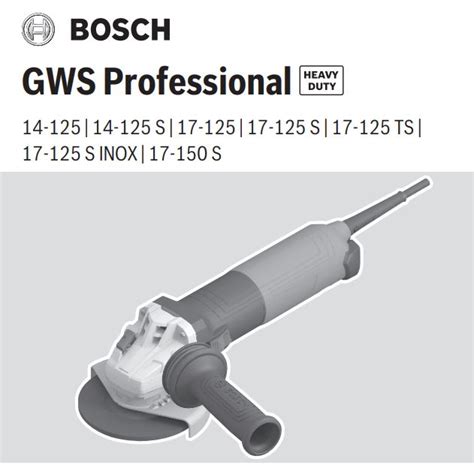 Bosch Gws S Angle Grinder Instruction Manual