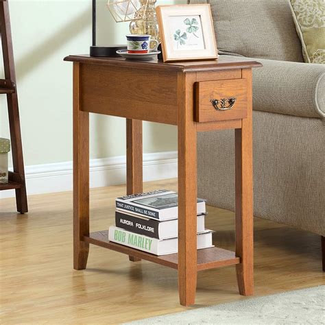 Tangkula Sofa Side End Table 2 Tier Narrow Nightstand W