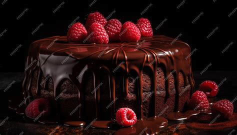 Premium Ai Image Indulgent Chocolate Cake Slice With Fresh Berries