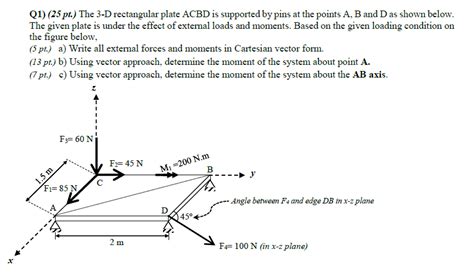 Solved Q1 25 Pt The 3 D Rectangular Plate Acbd Is