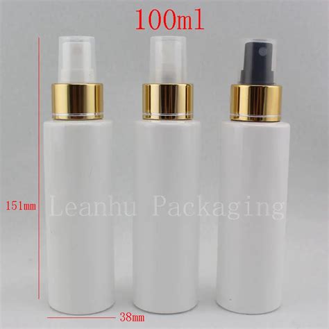 Ml Empty White Round Plastic Bottle With Gold Spray Pump Container