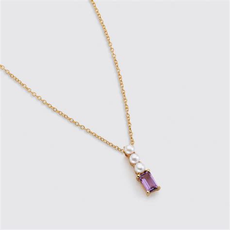 Amethyst Pearl Drop 18k Gold Plated Necklace By H AZEEM London