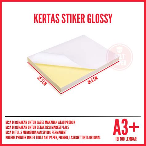 Jual Kertas Stiker A3 Plus Glossy Isi 100 Lembar Kertas Sticker Chromo A3 Plus Shopee Indonesia