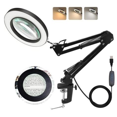 Lampe Led 5X Loupe 5X Avec Lumière Et Support Lampe Loupe Led À Bras