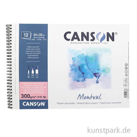 Canson MONTVAL Aquarellblock 24 X 32 Cm 12 Blatt 300 G Satiniert