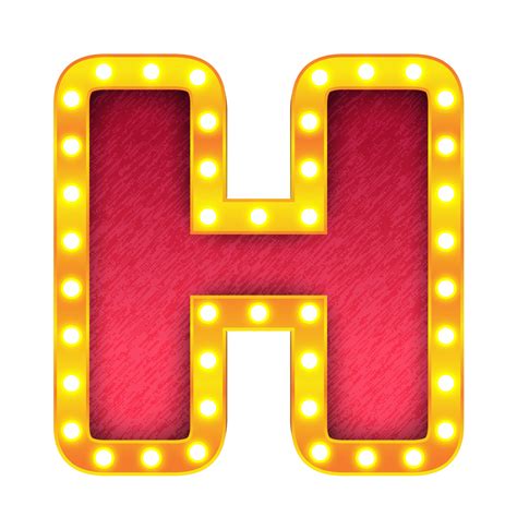 H Retro Cinema Light Bulb Sign Alphabet 13090698 PNG