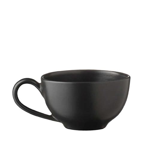 Classic Round Cappuccino Cup Satin Charcoal Black - Jenggala Keramik ...