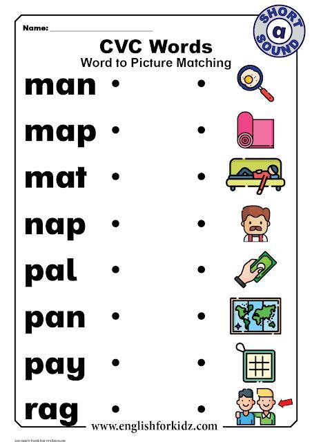 Cvc Words Matching Worksheet Cvc Words Worksheets Cvc Words Cvc Words Kindergarten