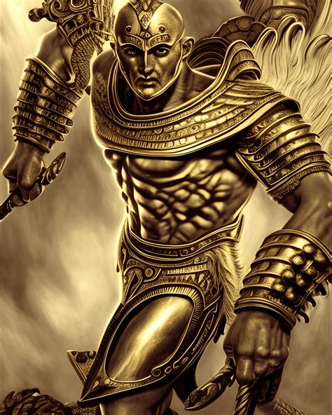 Ares Greek God of War Wearing Cinematic Art Gold · Creative Fabrica