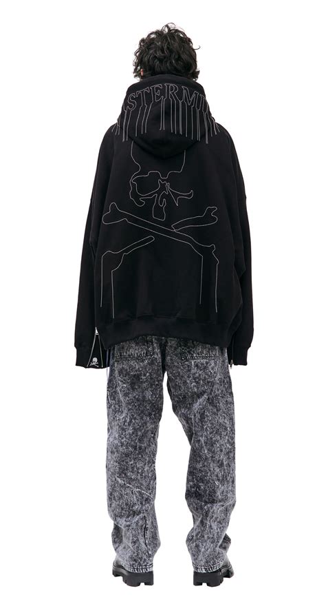 Мужское черное оверсайз худи на молнии с вышивкой Mastermind WORLD ...