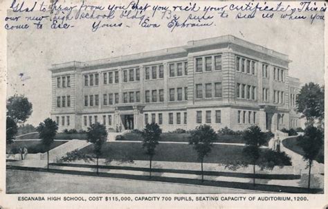 Escanaba High School Michigan Postcard