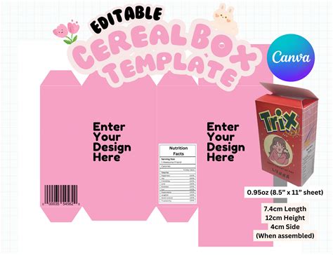 Editable Cereal Box, Cereal Box Template 0.95oz, Cereal Packaging ...