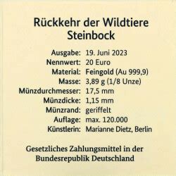 20 Euro Goldmünze Steinbock Deutschland 2023 Serie Rückkehr de