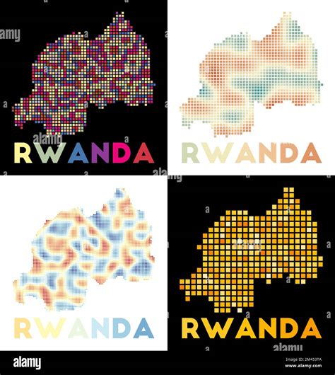 Rwanda map. Collection of map of Rwanda in dotted style. Borders of the ...