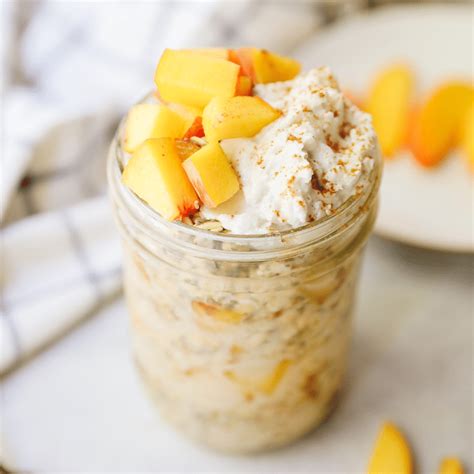 Peaches And Cream Overnight Oats Dairy Free The Healthy Maven