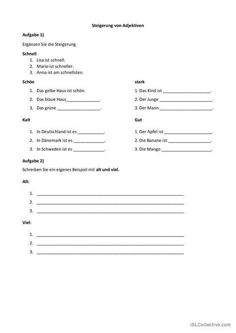 Steigerung Von Adjektiven English Esl Worksheets Pdf Doc