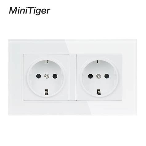 Minitiger 16А двойная настенная розетка стандарта ЕС Хрустальная ...