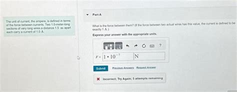 Solved The unit of current, the ampere, is defined in terms | Chegg.com