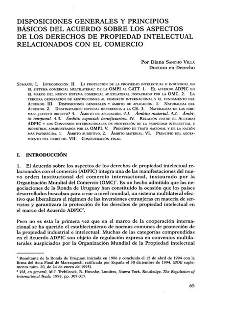 Disposiciones Generales Y Principios Básicos Del Acuerdo Sobre Los