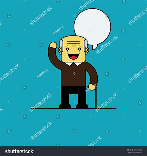 Happy Old Man Walking Stick Cartoon Stock Vector Royalty Free 473278387