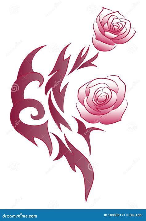 Tatuagem Cor de rosa Bonita Das Flores Ilustração Stock Ilustração de