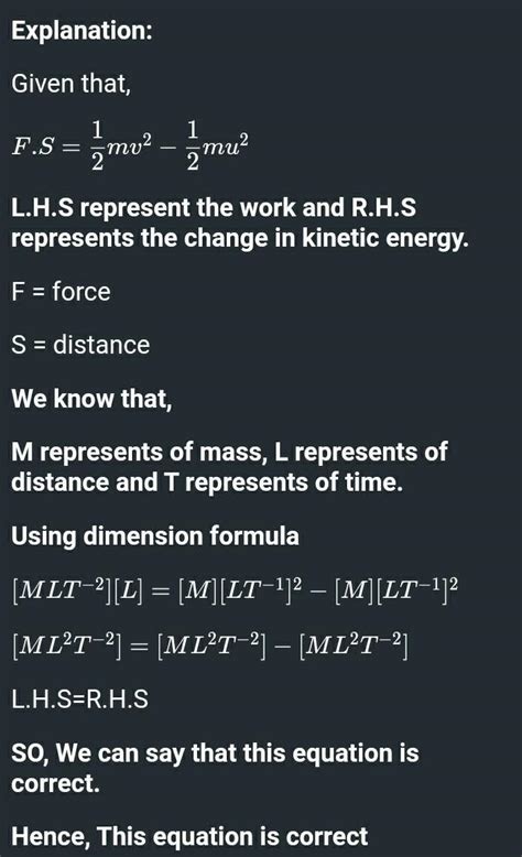 Using The Methods Of Dimensions Check The Correctness Of The Equation