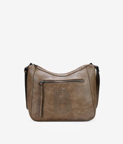 Bolso Bandolera Taupe Con Tachas Y Cremallera Bosanova Rebajas