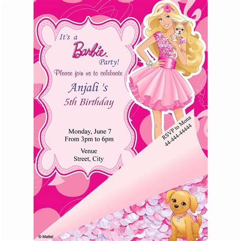 Barbie Birthday Cards Free Printable Then Write For Who Is The Party