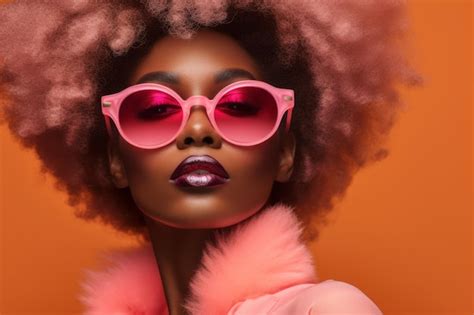 Premium AI Image | A woman with pink sunglasses and a pink outfit.