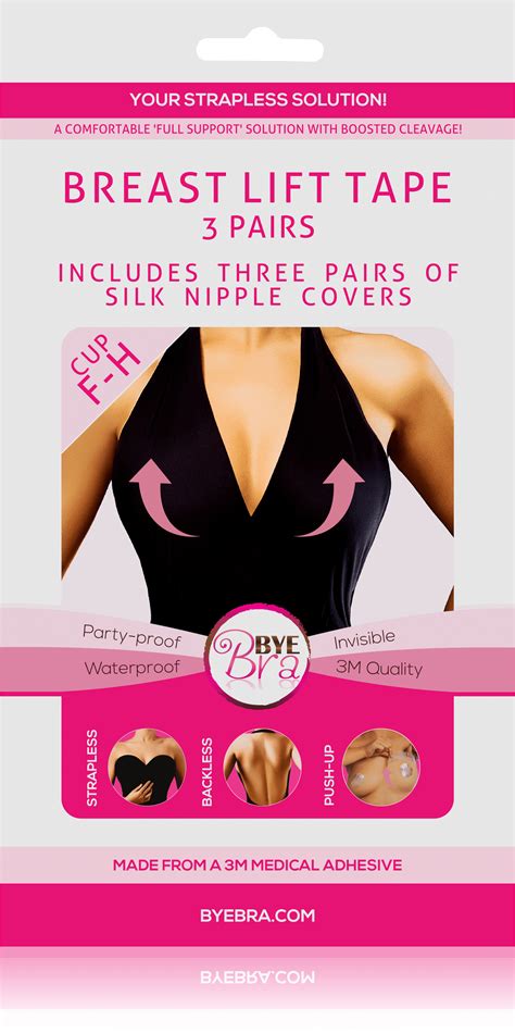 Bye Bra Adhesive Breast Lift Tape Includes Silk Nipple Bye Bra Nude