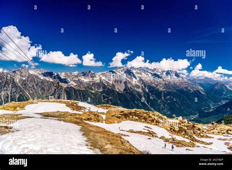 Cable Car In Snowy Mountains Chamonix Mont Blanc Haute Savoie