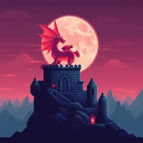 Pixel Art Red Dragon Tech Art Futuristic Art Generative Art Red Dragon Pixel Art Digital