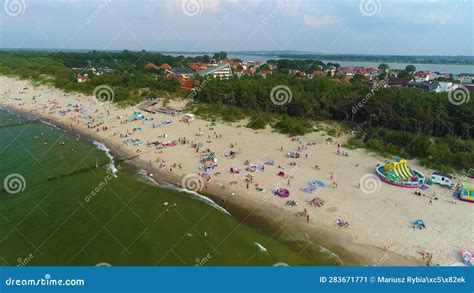 Beach Baltic Sea Uniescie Mielno Plaza Morze Aerial View Poland Stock