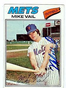 Mike Vail Autographed Baseball Card New York Mets 1977 Topps 246 EBay