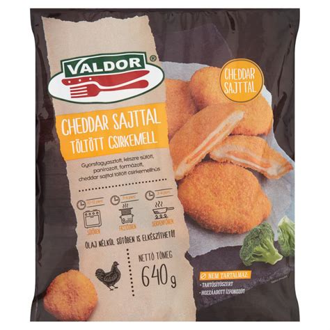 Valdor gyorsfagyasztott készre sütött panírozott cheddar sajttal