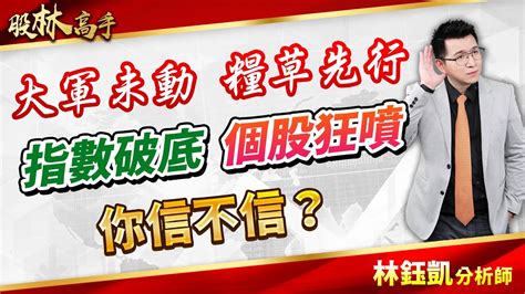 中視【股林高手】20240730 林鈺凱：大軍未動 糧草先行指數破底 個股狂噴 你信不信？ 中視新聞 股林高手 Youtube