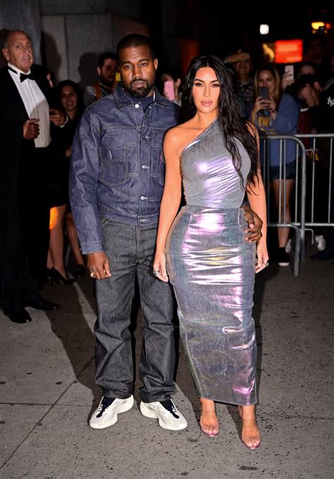 Kim Kardashians Rick Owens Iridescent Dress With Kanye West Popsugar