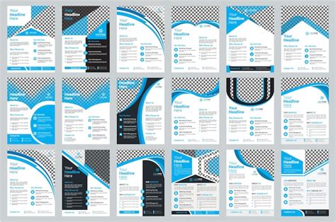 Corporate Flyer Design Vorlagen Set Premium Vektor