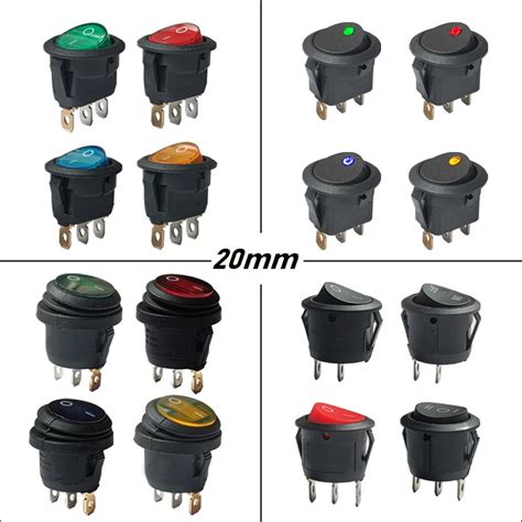 Jual Pcs Dasbord Mobil Mm Rocker Switch Bulat Mini V Led V Ip