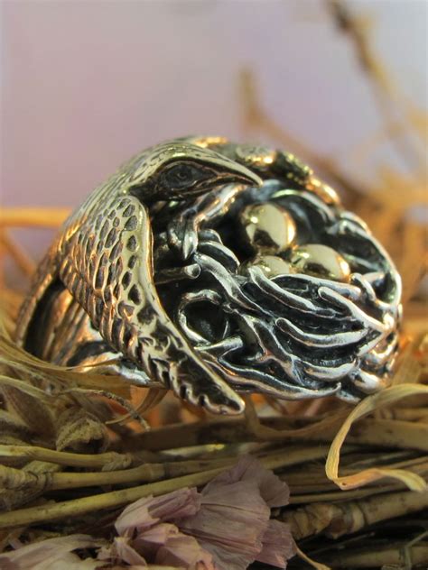 Bird And Bird Nest Ring Silver And Bronze Version Marty Magic Store