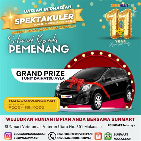 Pemenang Undian Sunmart 11th Anniversary 2024 Sunmart